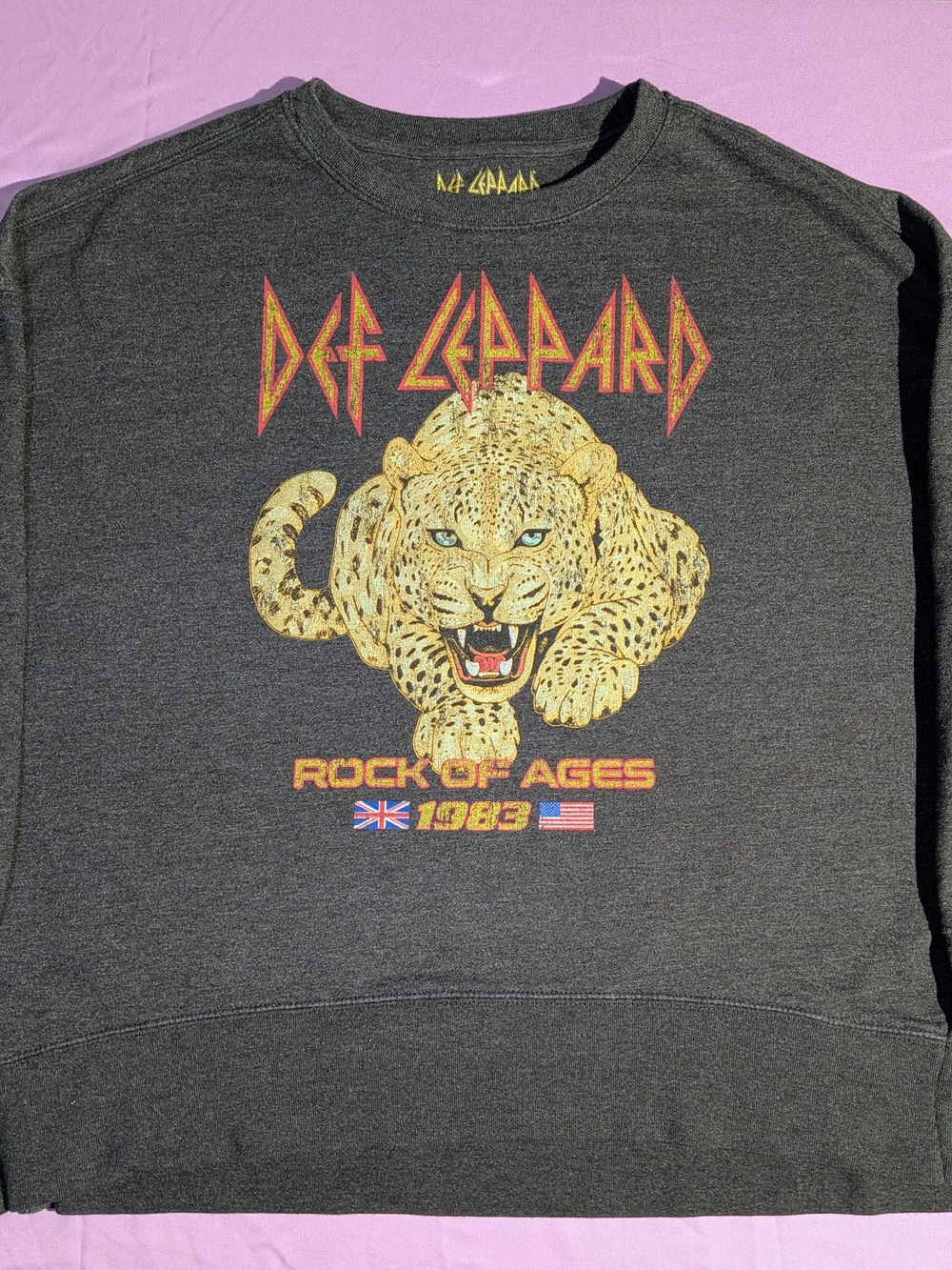 💥 DEF LEPPARD Rock of Ages 1983 Sweatshirt Gray XXL 🐆